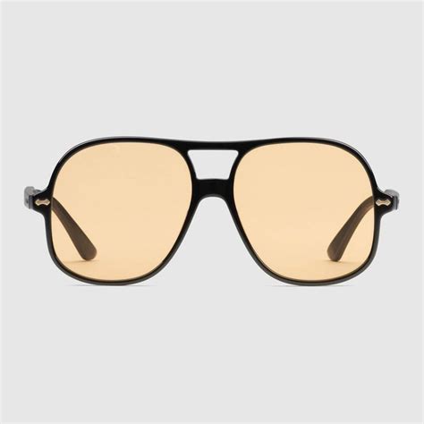 gucci yellow horn aviators|Men's Designer Luxury Aviator Sunglasses .